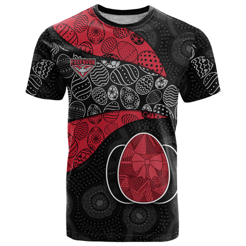 Personalized Essendon Football T Shirt Easter Egg Pattern Red Black Tribal Dot Art Style