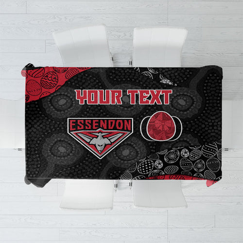 Personalized Essendon Football Tablecloth Easter Egg Pattern Red Black Tribal Dot Art Style