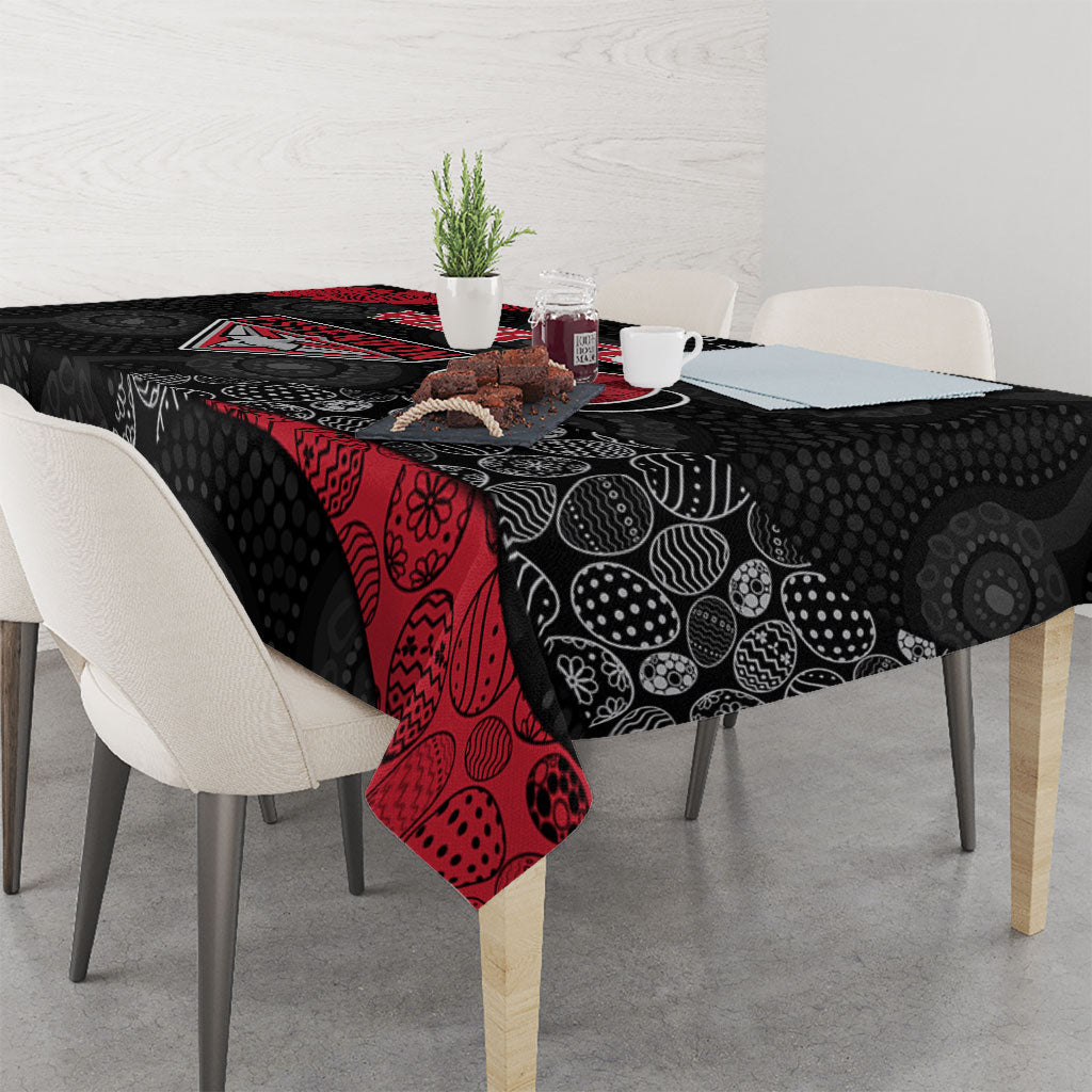 Personalized Essendon Football Tablecloth Easter Egg Pattern Red Black Tribal Dot Art Style