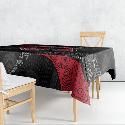 Personalized Essendon Football Tablecloth Easter Egg Pattern Red Black Tribal Dot Art Style