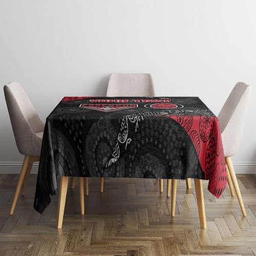Personalized Essendon Football Tablecloth Easter Egg Pattern Red Black Tribal Dot Art Style