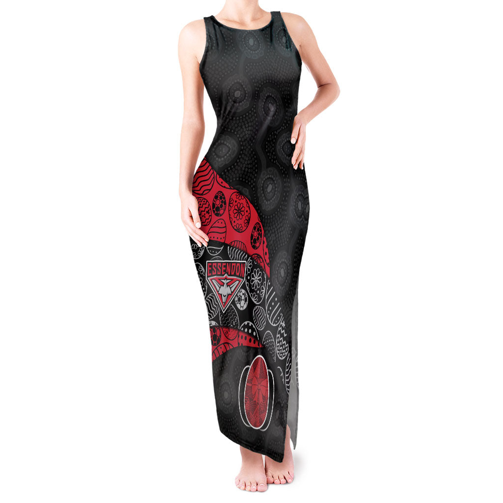 Personalized Essendon Football Tank Maxi Dress Easter Egg Pattern Red Black Tribal Dot Art Style