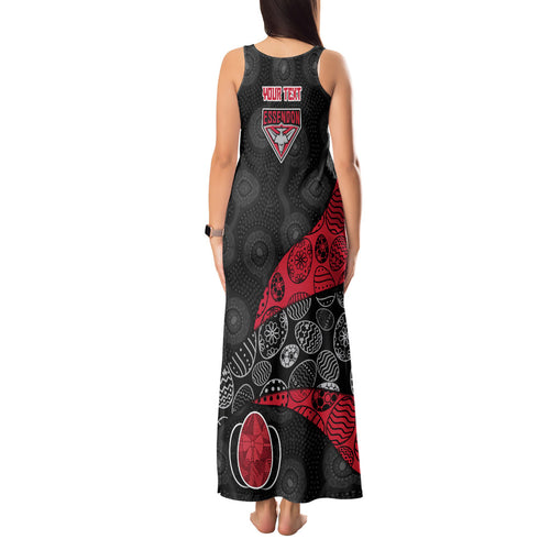 Personalized Essendon Football Tank Maxi Dress Easter Egg Pattern Red Black Tribal Dot Art Style