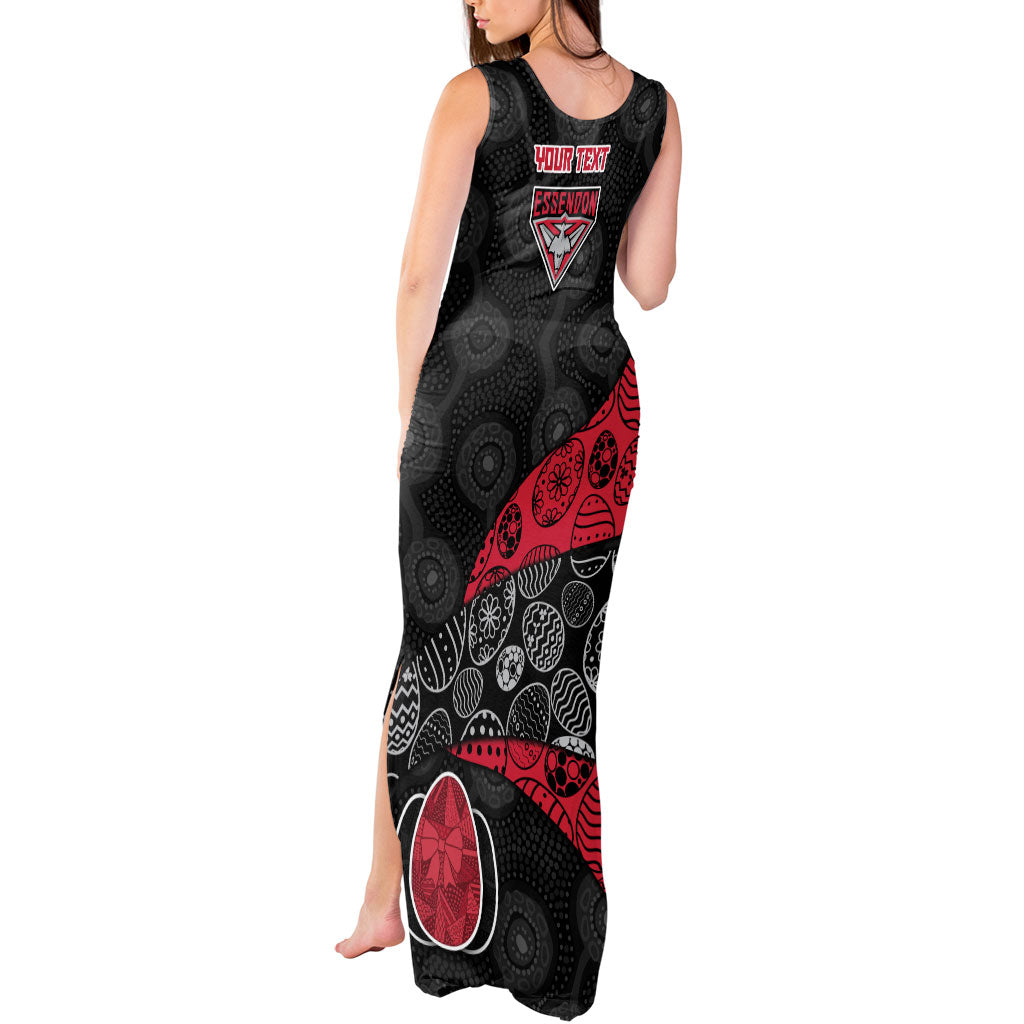 Personalized Essendon Football Tank Maxi Dress Easter Egg Pattern Red Black Tribal Dot Art Style