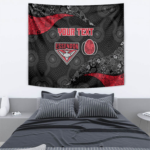 Personalized Essendon Football Tapestry Easter Egg Pattern Red Black Tribal Dot Art Style