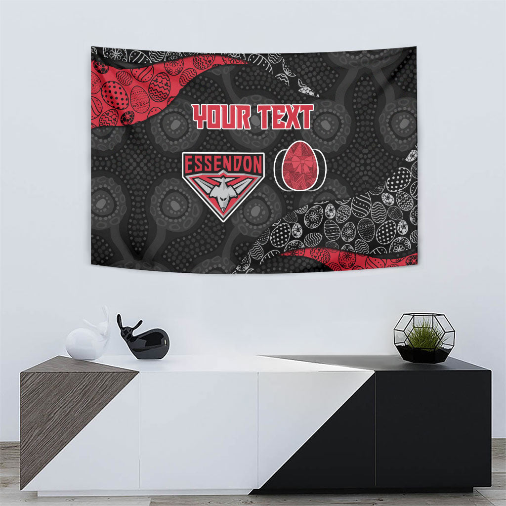 Personalized Essendon Football Tapestry Easter Egg Pattern Red Black Tribal Dot Art Style