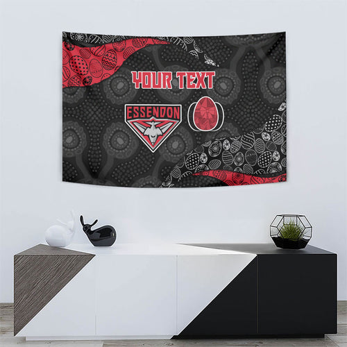 Personalized Essendon Football Tapestry Easter Egg Pattern Red Black Tribal Dot Art Style