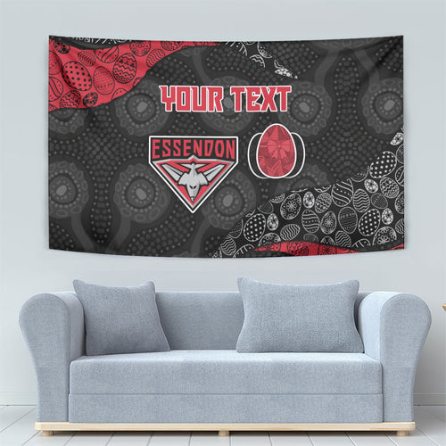 Personalized Essendon Football Tapestry Easter Egg Pattern Red Black Tribal Dot Art Style