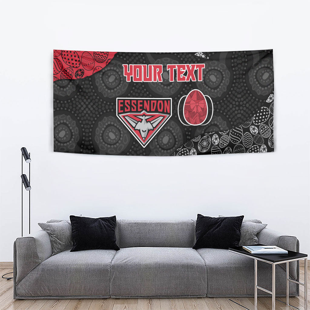 Personalized Essendon Football Tapestry Easter Egg Pattern Red Black Tribal Dot Art Style