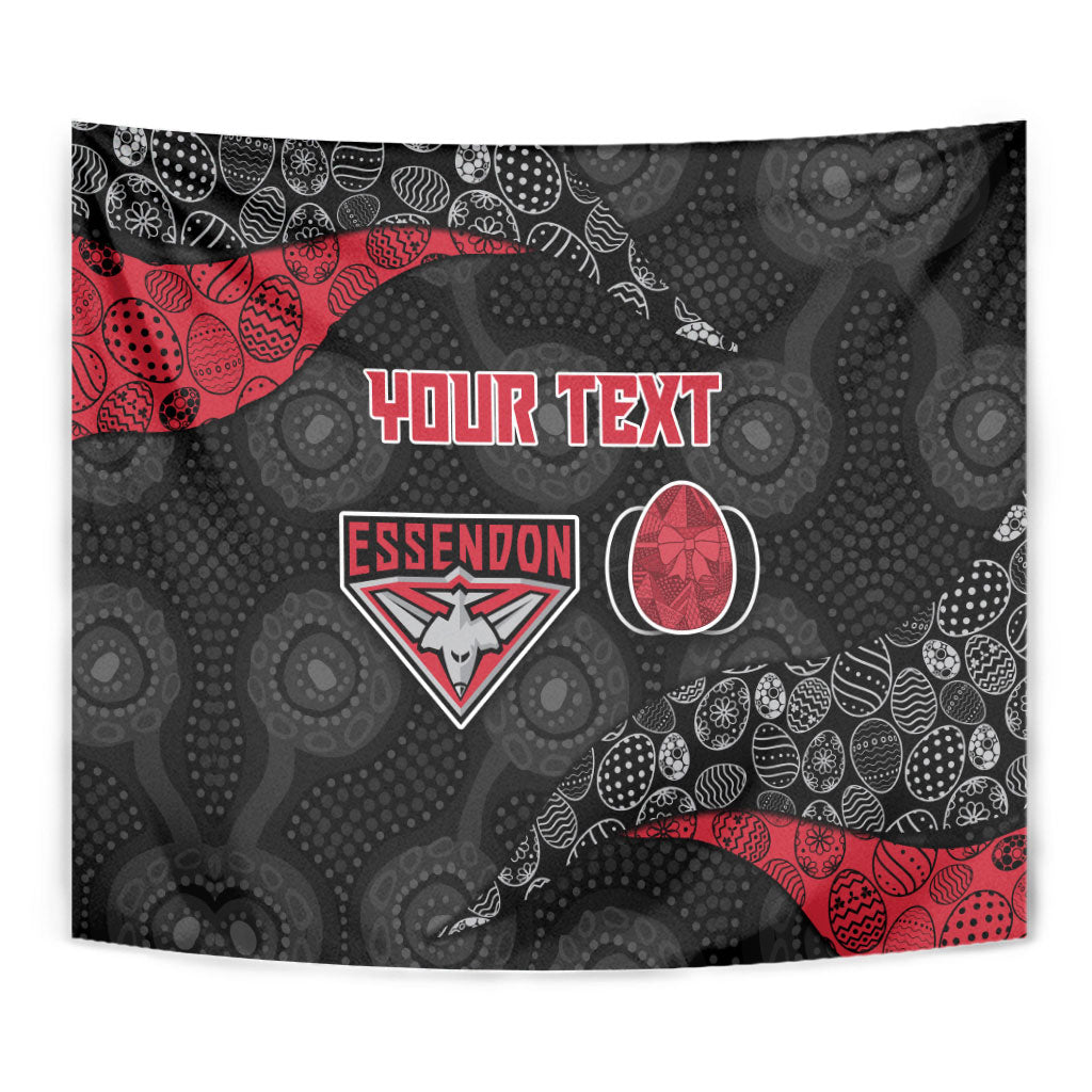 Personalized Essendon Football Tapestry Easter Egg Pattern Red Black Tribal Dot Art Style
