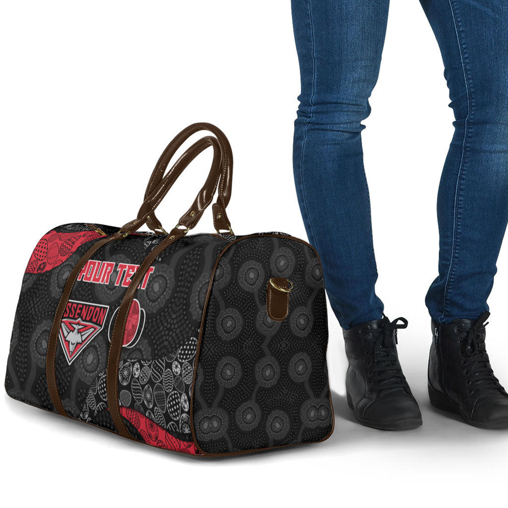 Personalized Essendon Football Travel Bag Easter Egg Pattern Red Black Tribal Dot Art Style