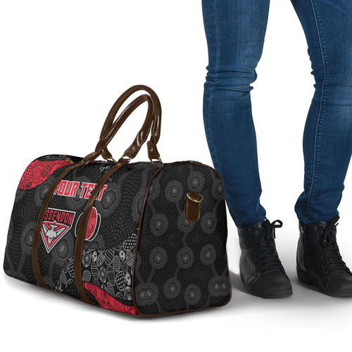 Personalized Essendon Football Travel Bag Easter Egg Pattern Red Black Tribal Dot Art Style