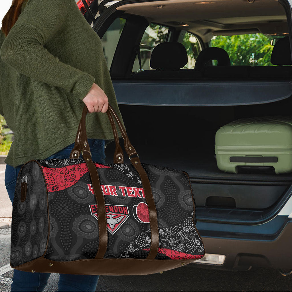 Personalized Essendon Football Travel Bag Easter Egg Pattern Red Black Tribal Dot Art Style