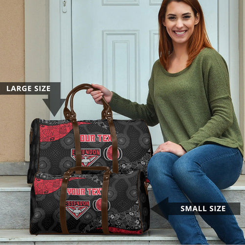 Personalized Essendon Football Travel Bag Easter Egg Pattern Red Black Tribal Dot Art Style