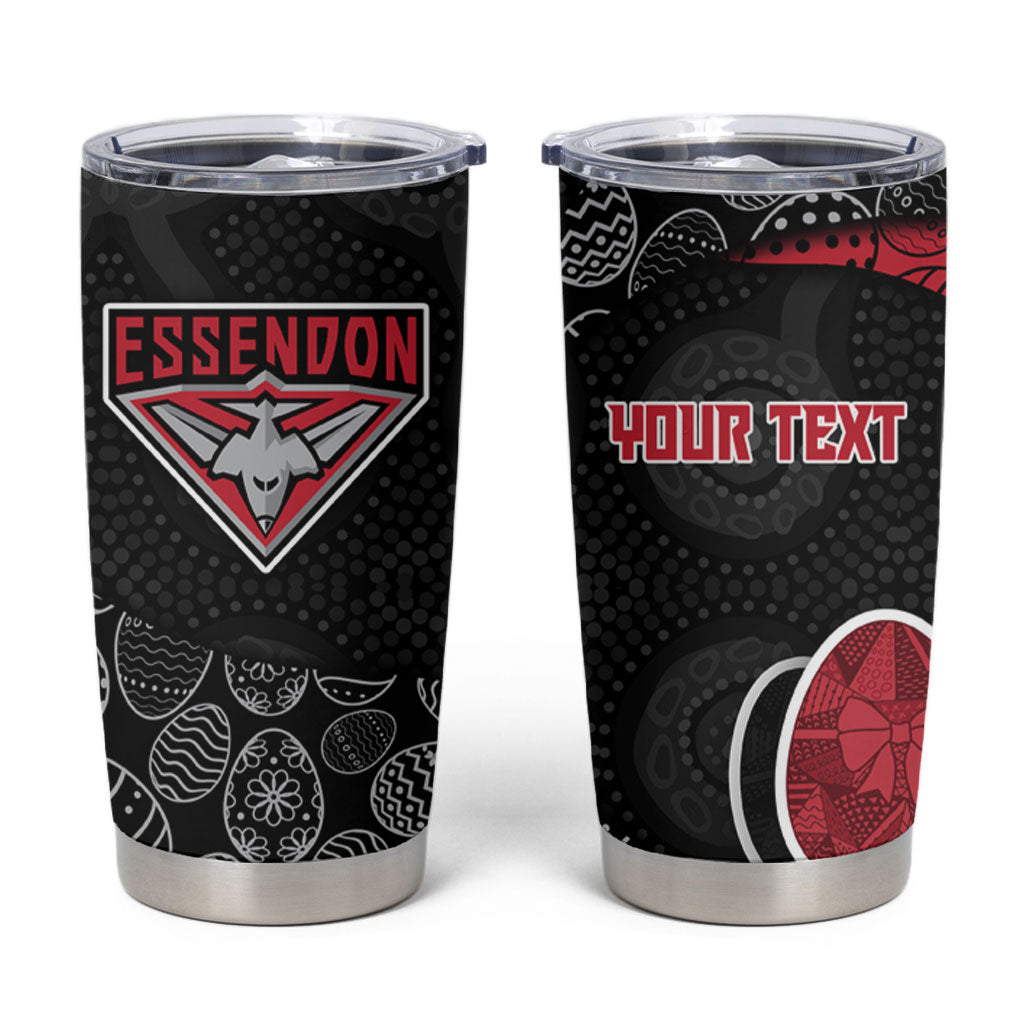 Personalized Essendon Football Tumbler Cup Easter Egg Pattern Red Black Tribal Dot Art Style