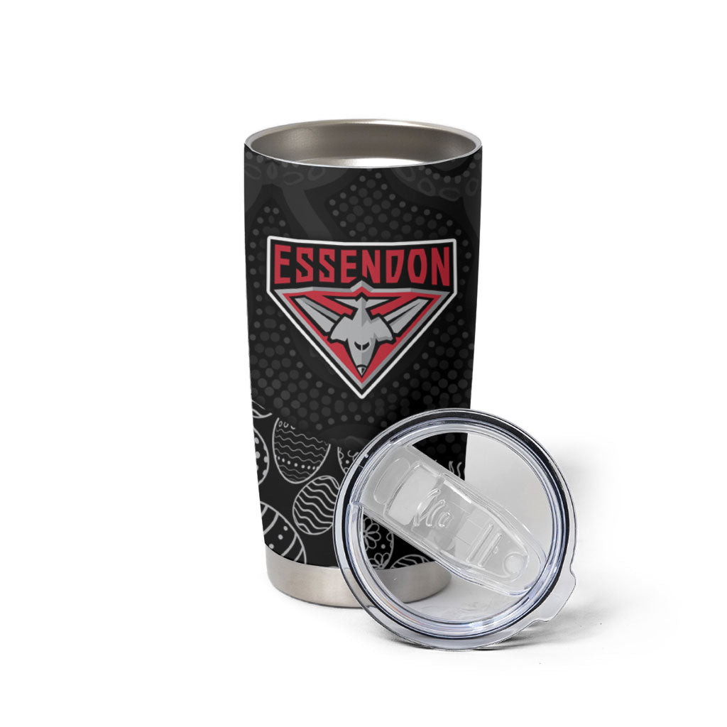 Personalized Essendon Football Tumbler Cup Easter Egg Pattern Red Black Tribal Dot Art Style