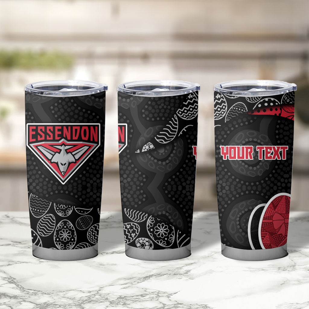 Personalized Essendon Football Tumbler Cup Easter Egg Pattern Red Black Tribal Dot Art Style