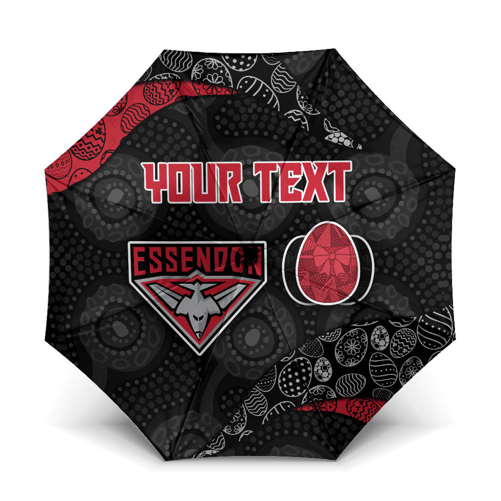 Personalized Essendon Football Umbrella Easter Egg Pattern Red Black Tribal Dot Art Style
