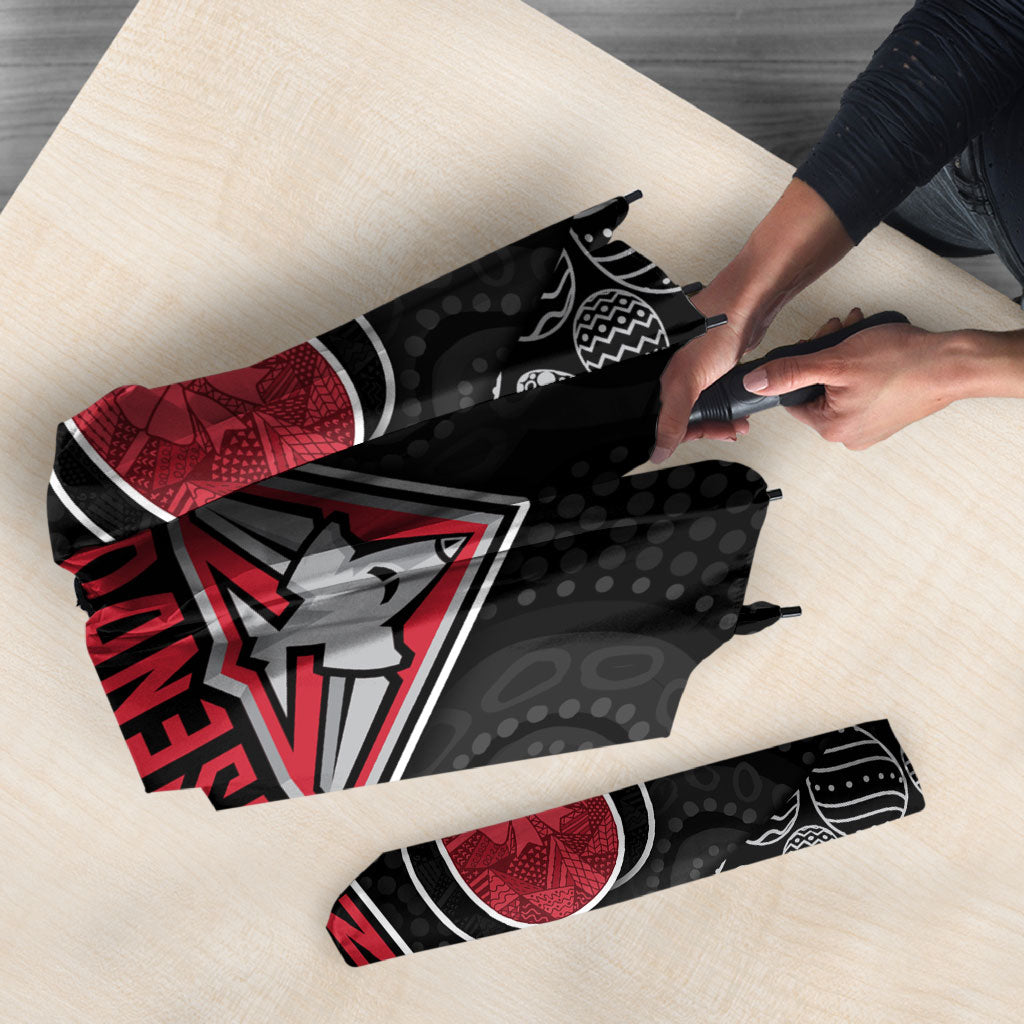 Personalized Essendon Football Umbrella Easter Egg Pattern Red Black Tribal Dot Art Style