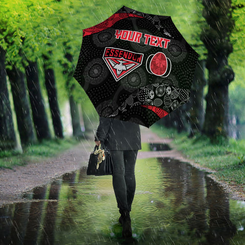 Personalized Essendon Football Umbrella Easter Egg Pattern Red Black Tribal Dot Art Style