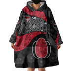 Personalized Essendon Football Wearable Blanket Hoodie Easter Egg Pattern Red Black Tribal Dot Art Style