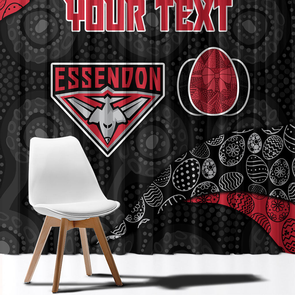 Personalized Essendon Football Window Curtain Easter Egg Pattern Red Black Tribal Dot Art Style
