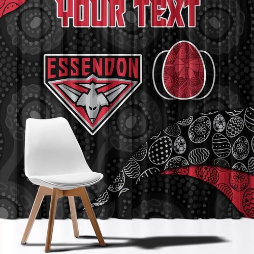 Personalized Essendon Football Window Curtain Easter Egg Pattern Red Black Tribal Dot Art Style