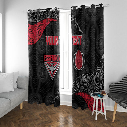 Personalized Essendon Football Window Curtain Easter Egg Pattern Red Black Tribal Dot Art Style