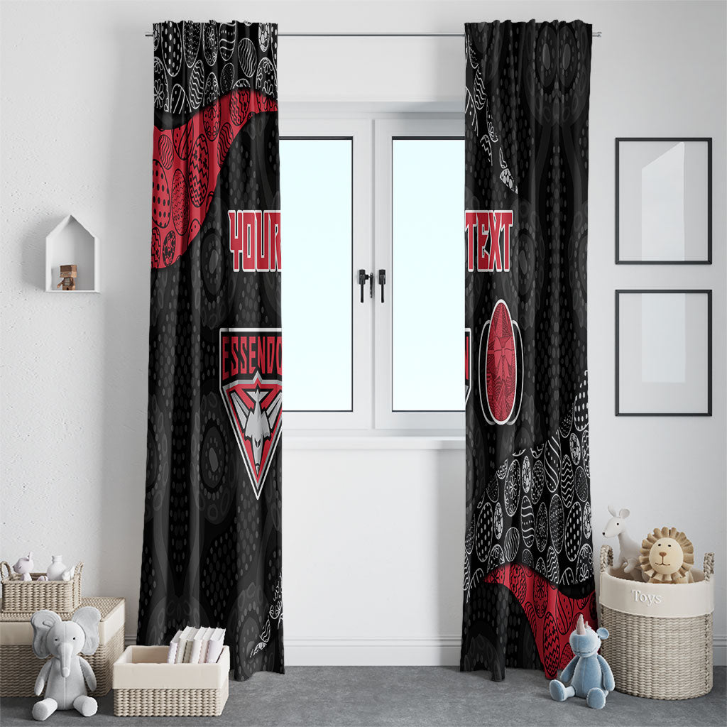 Personalized Essendon Football Window Curtain Easter Egg Pattern Red Black Tribal Dot Art Style