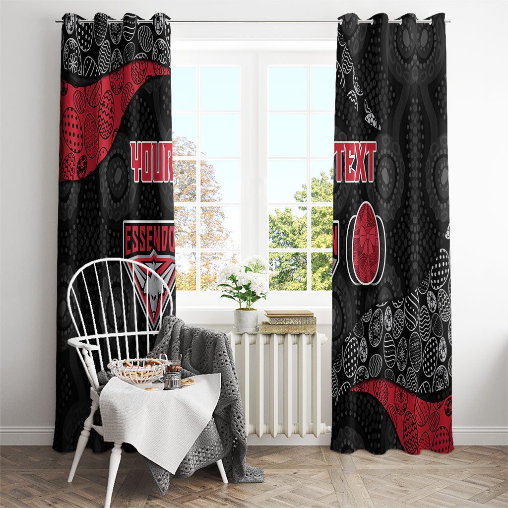 Personalized Essendon Football Window Curtain Easter Egg Pattern Red Black Tribal Dot Art Style
