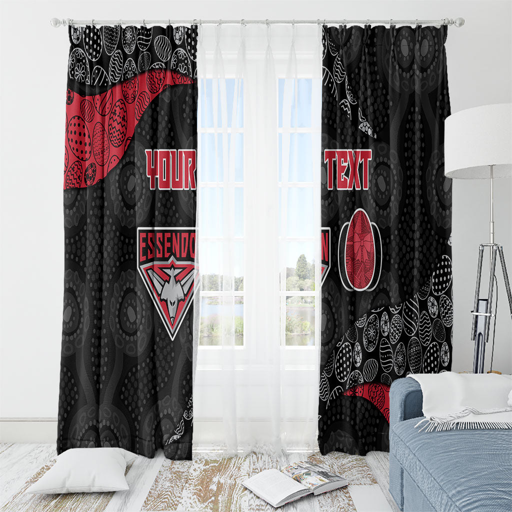 Personalized Essendon Football Window Curtain Easter Egg Pattern Red Black Tribal Dot Art Style