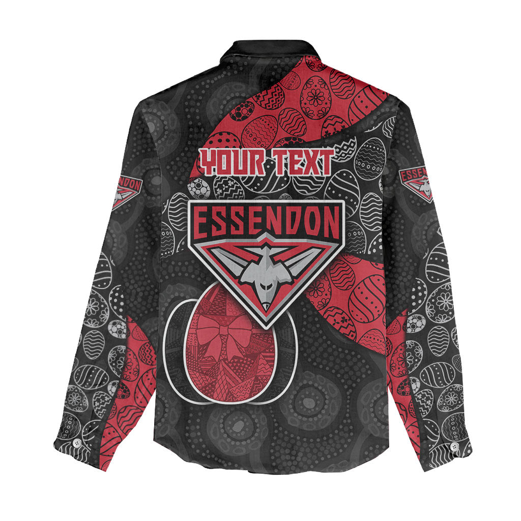 Personalized Essendon Football Women Casual Shirt Easter Egg Pattern Red Black Tribal Dot Art Style