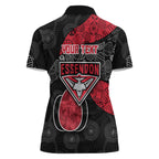 Personalized Essendon Football Women Polo Shirt Easter Egg Pattern Red Black Tribal Dot Art Style