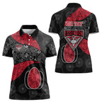 Personalized Essendon Football Women Polo Shirt Easter Egg Pattern Red Black Tribal Dot Art Style