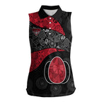 Personalized Essendon Football Women Sleeveless Polo Shirt Easter Egg Pattern Red Black Tribal Dot Art Style