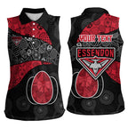 Personalized Essendon Football Women Sleeveless Polo Shirt Easter Egg Pattern Red Black Tribal Dot Art Style