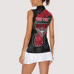 Personalized Essendon Football Women Sleeveless Polo Shirt Easter Egg Pattern Red Black Tribal Dot Art Style