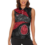 Personalized Essendon Football Women Sleeveless Polo Shirt Easter Egg Pattern Red Black Tribal Dot Art Style