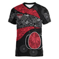Personalized Essendon Football Women V-Neck T-Shirt Easter Egg Pattern Red Black Tribal Dot Art Style