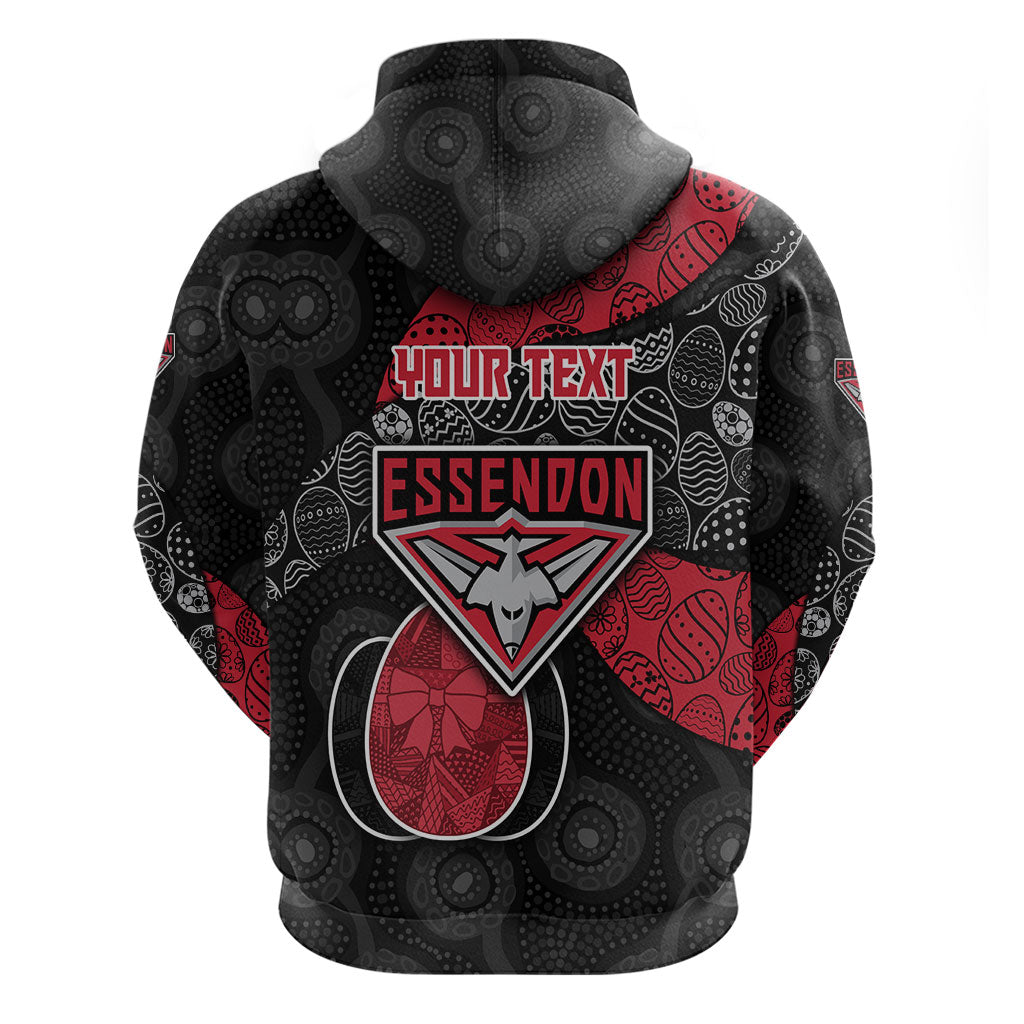 Personalized Essendon Football Zip Hoodie Easter Egg Pattern Red Black Tribal Dot Art Style
