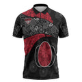 Personalized Essendon Football Zipper Polo Shirt Easter Egg Pattern Red Black Tribal Dot Art Style