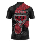 Personalized Essendon Football Zipper Polo Shirt Easter Egg Pattern Red Black Tribal Dot Art Style
