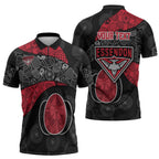 Personalized Essendon Football Zipper Polo Shirt Easter Egg Pattern Red Black Tribal Dot Art Style