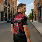 Personalized Essendon Football Zipper Polo Shirt Easter Egg Pattern Red Black Tribal Dot Art Style