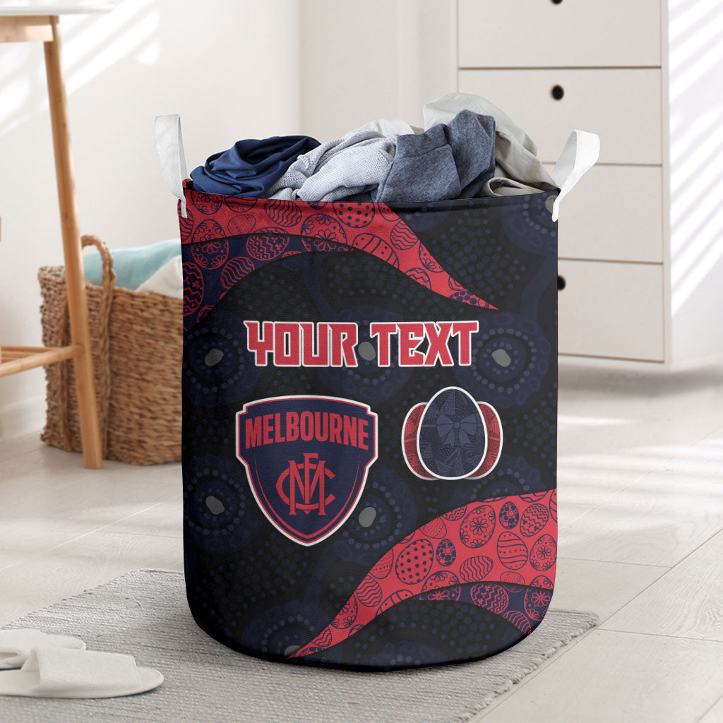 Personalized Melbourne Football Laundry Basket Easter Egg Pattern Red Navy Tribal Dot Art Style