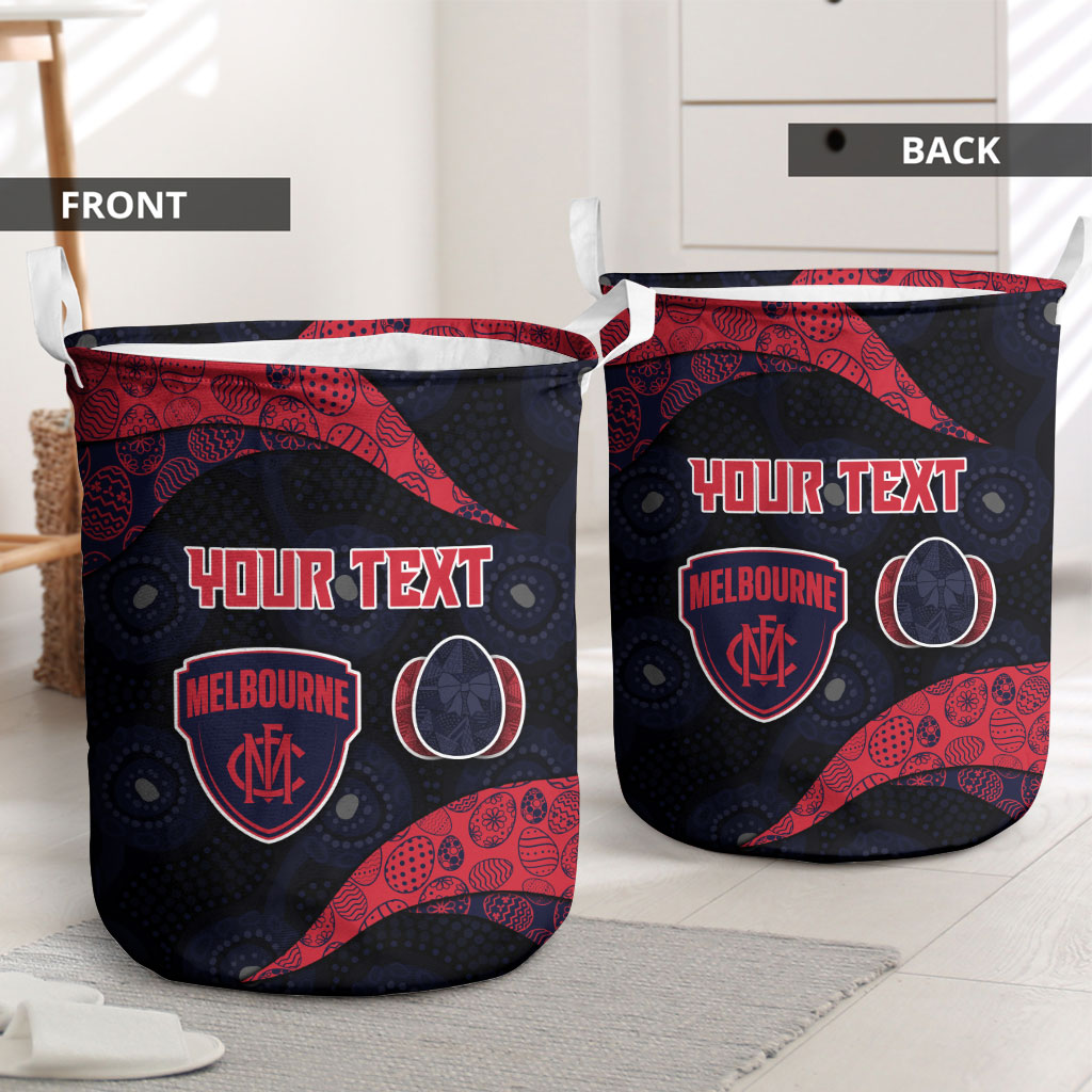 Personalized Melbourne Football Laundry Basket Easter Egg Pattern Red Navy Tribal Dot Art Style