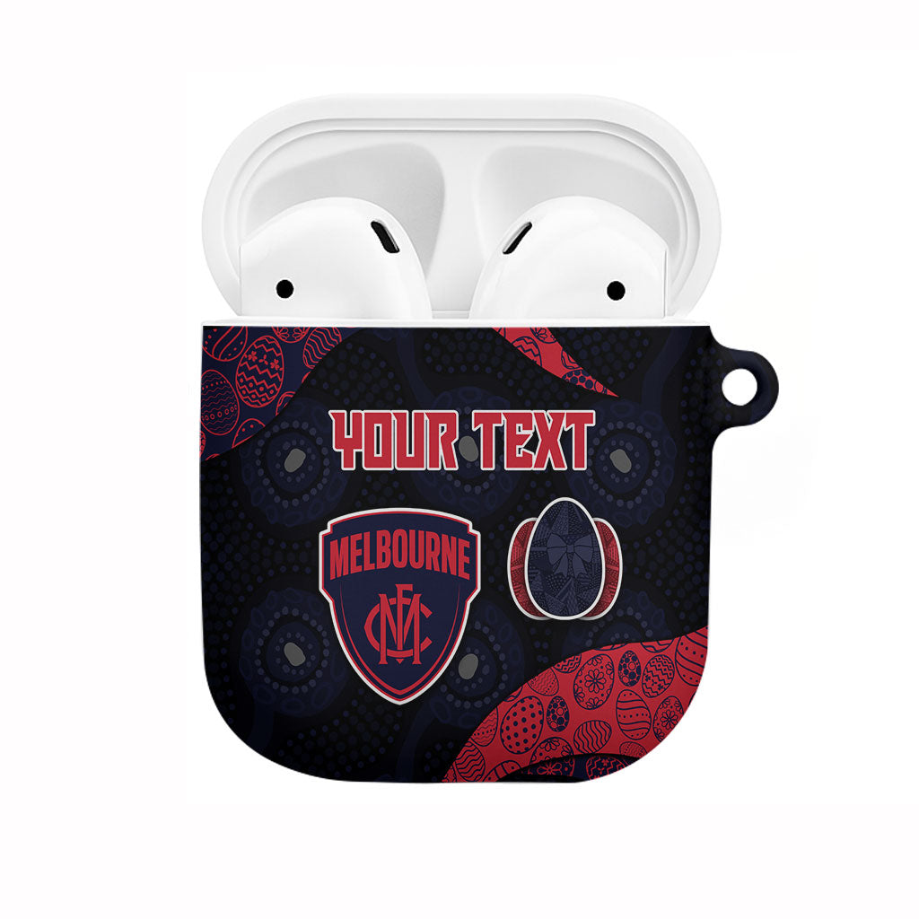 Personalized Melbourne Football AirPods Case Easter Egg Pattern Red Navy Tribal Dot Art Style