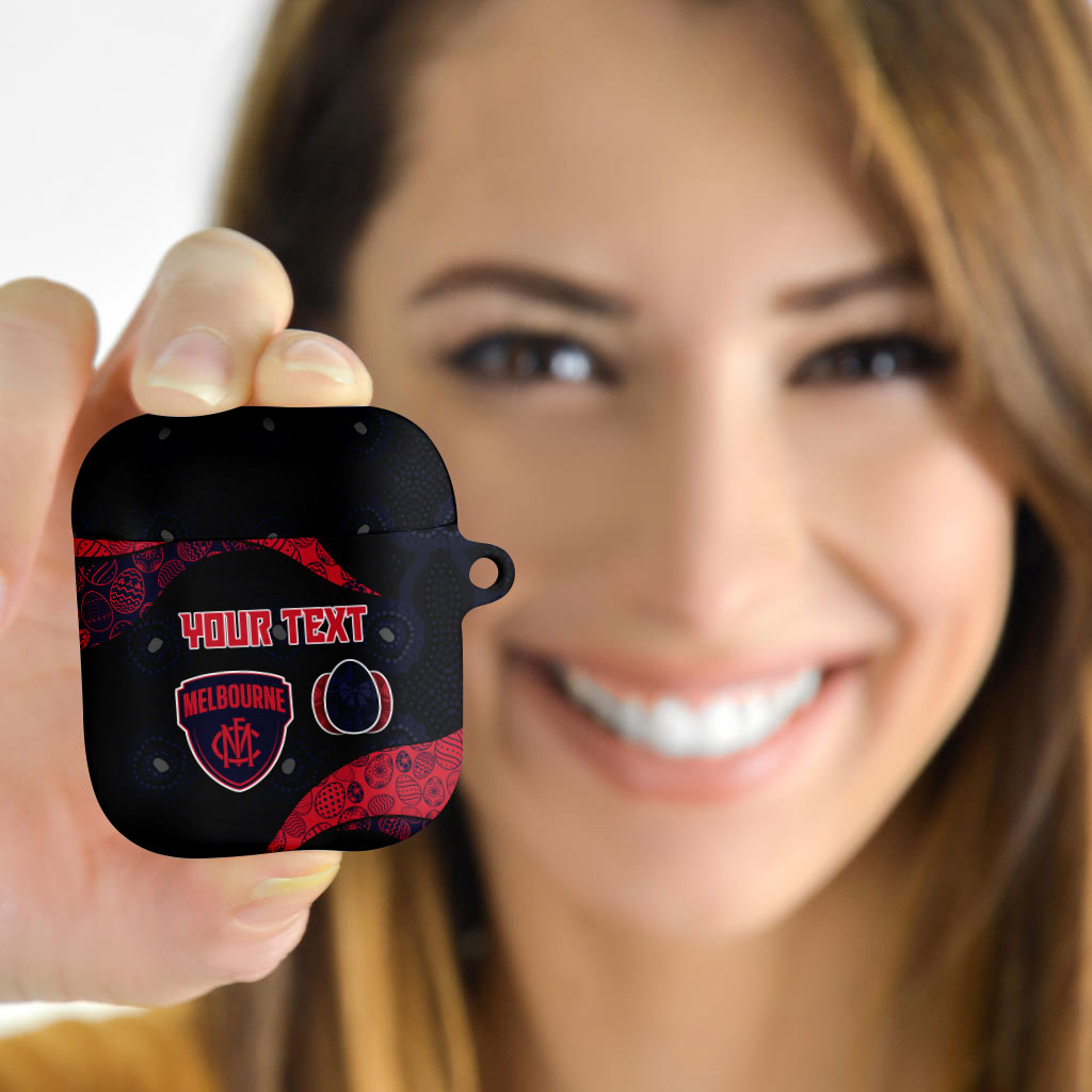 Personalized Melbourne Football AirPods Case Easter Egg Pattern Red Navy Tribal Dot Art Style