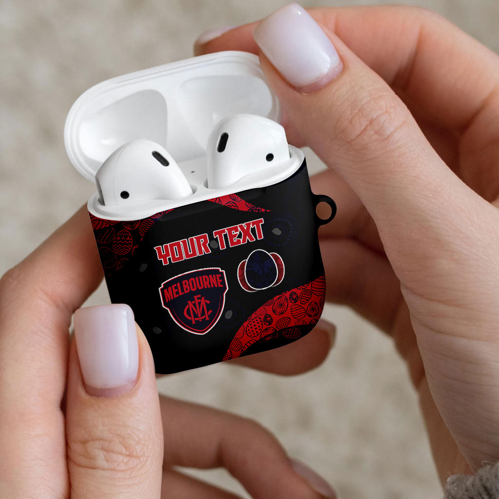 Personalized Melbourne Football AirPods Case Easter Egg Pattern Red Navy Tribal Dot Art Style