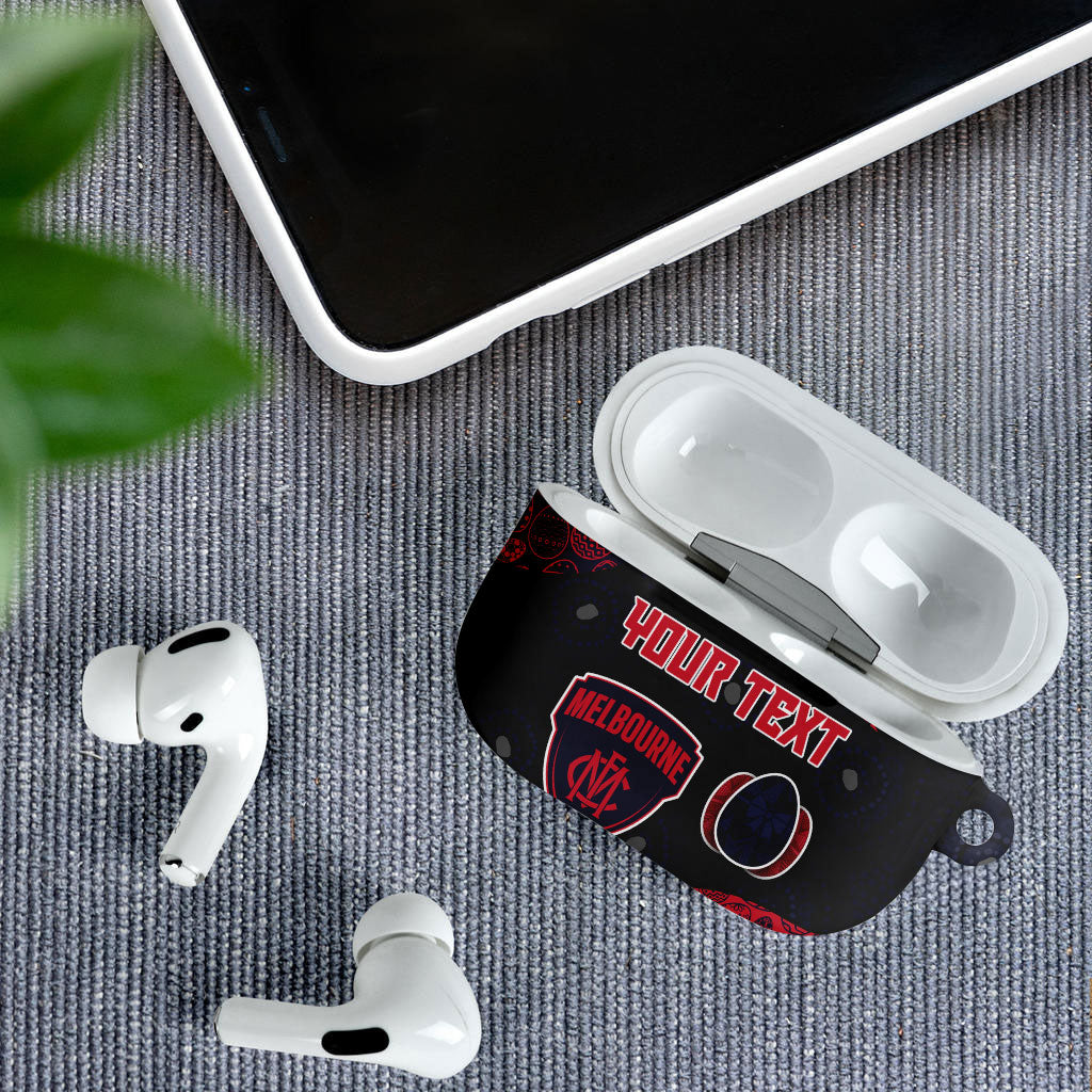 Personalized Melbourne Football AirPods Case Easter Egg Pattern Red Navy Tribal Dot Art Style